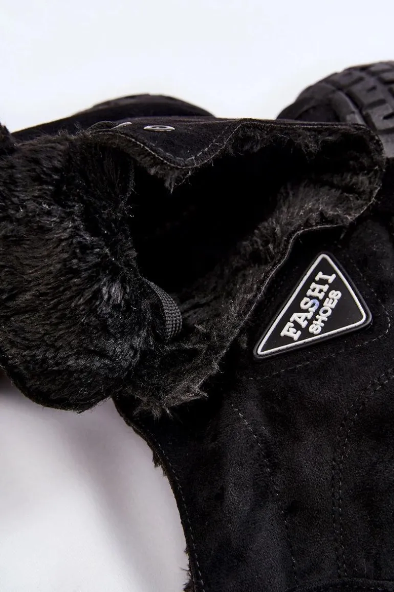 Wysokie Ocieplane Zamszowe Trampki Czarne Evren