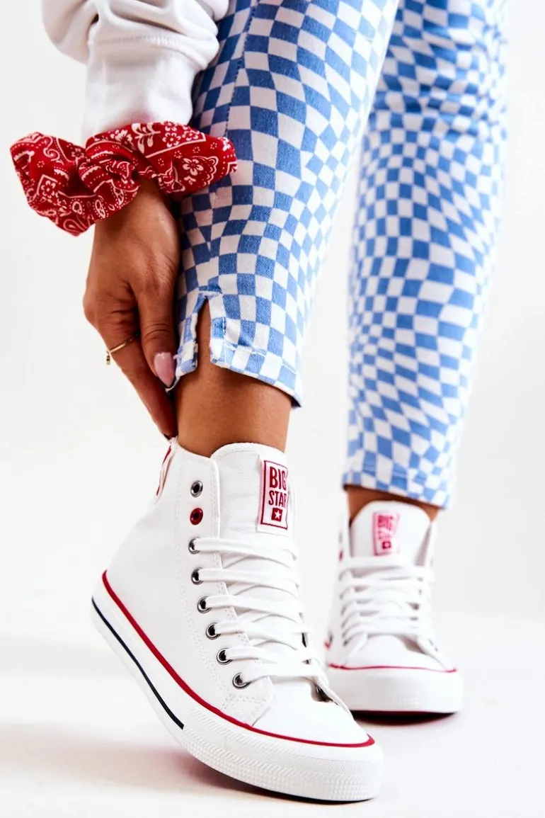 Wysokie Skórzane Trampki Big Star JJ274132 Białe