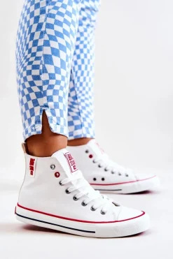 Wysokie Skórzane Trampki Big Star JJ274132 Białe