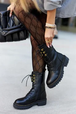 Wysokie Skórzane Workery Czarne Rockdale