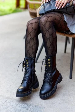 Wysokie Skórzane Workery Czarne Rockdale