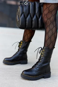 Wysokie Skórzane Workery Czarne Rockdale