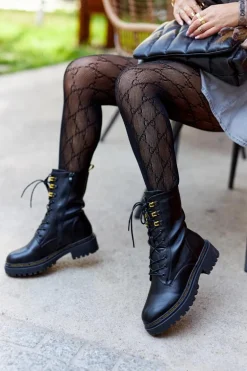 Wysokie Skórzane Workery Czarne Rockdale