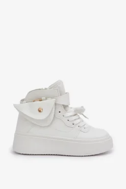 Wysokie Sneakersy Z Saszetką Na Platformie Białe Saramis