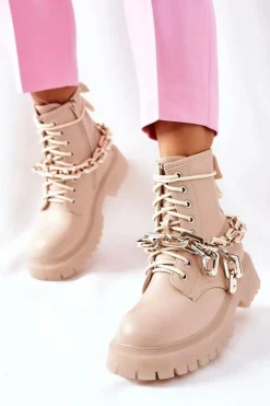 Wysokie Stylowe Botki Beżowe Grail