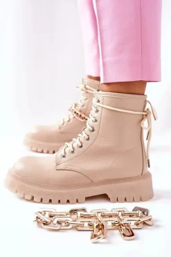 Wysokie Stylowe Botki Beżowe Grail