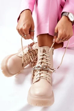 Wysokie Stylowe Botki Beżowe Grail