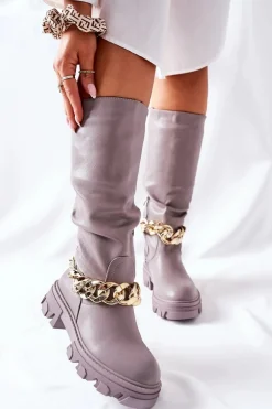 Wysokie Szare Kozaki Cecina