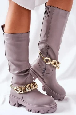 Wysokie Szare Kozaki Cecina