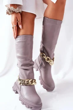 Wysokie Szare Kozaki Cecina