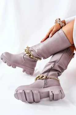 Wysokie Szare Kozaki Cecina