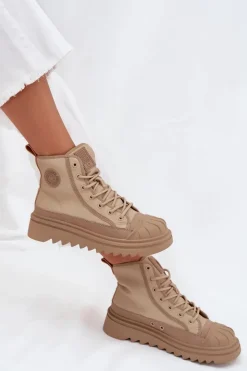 Wysokie Trampki Damskie Ocieplane Big Star OO274A356 Beżowe