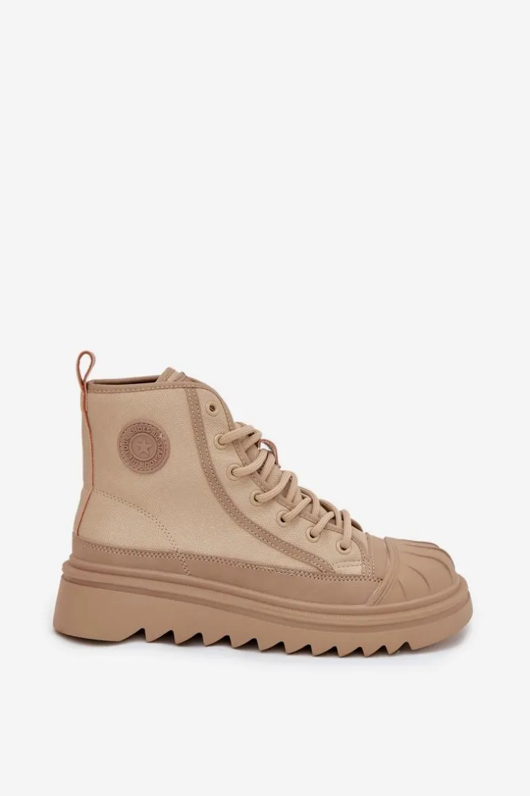 Wysokie Trampki Damskie Ocieplane Big Star OO274A356 Beżowe