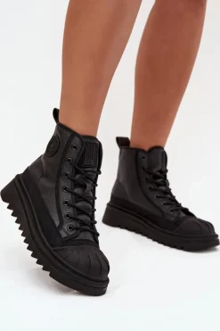 Wysokie Trampki Damskie Ocieplane Big Star OO274A355 Czarne