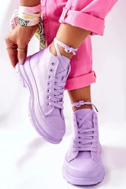 Wysokie Trampki Na Dużej Podeszwie Fioletowe Trissy