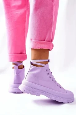 Wysokie Trampki Na Dużej Podeszwie Fioletowe Trissy