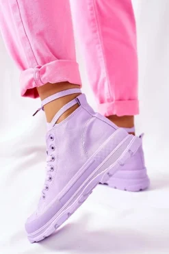 Wysokie Trampki Na Dużej Podeszwie Fioletowe Trissy