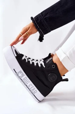 Wysokie Trampki Na Platformie Big Star II274012 Czarne