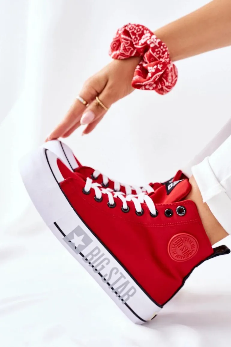 Wysokie Trampki Na Platformie Big Star II274018 Czerwone