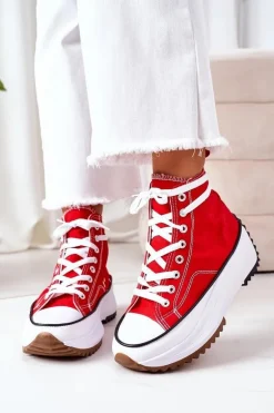 Wysokie Trampki Na Platformie Czerwone Electric Love