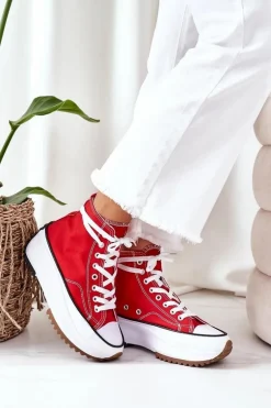 Wysokie Trampki Na Platformie Czerwone Electric Love