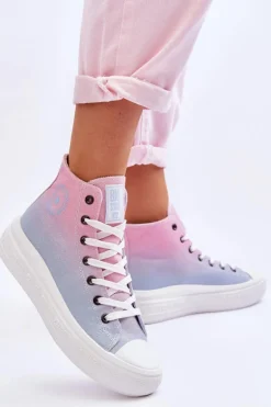 Wysokie Trampki Na Platformie Big Star LL274A191 Różowo-Niebieskie