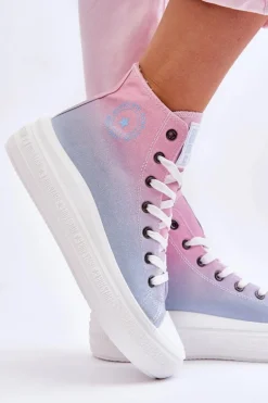 Wysokie Trampki Na Platformie Big Star LL274A191 Różowo-Niebieskie