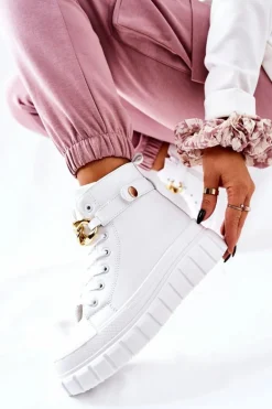 Wysokie Trampki Na Platformie Białe Standies