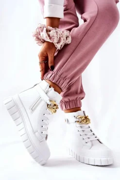 Wysokie Trampki Na Platformie Białe Standies