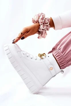 Wysokie Trampki Na Platformie Białe Standies