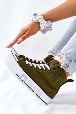 Wysokie Trampki Na Platformie Big Star II274017 Khaki