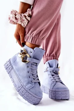 Wysokie Trampki Na Platformie Niebieskie Evenia