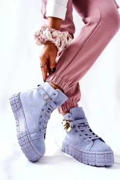 Wysokie Trampki Na Platformie Niebieskie Evenia