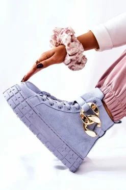 Wysokie Trampki Na Platformie Niebieskie Evenia