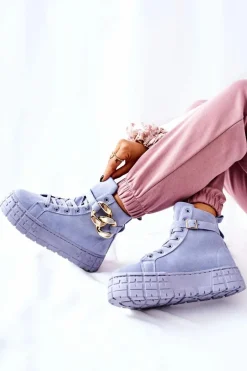 Wysokie Trampki Na Platformie Niebieskie Evenia