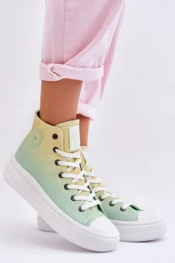 Wysokie Trampki Na Platformie Big Star LL274A190 Żółto-Zielone