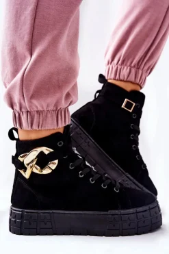 Wysokie Trampki Na Platformie Czarne Evenia