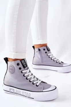 Wysokie Trampki Na Platformie Big Star II274016 Szare