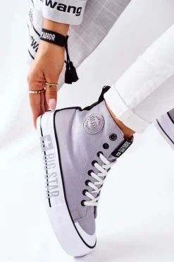 Wysokie Trampki Na Platformie Big Star II274016 Szare