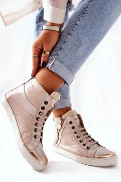 Wysokie Trampki Na Suwak Monnari 0630-M15 Beżowe