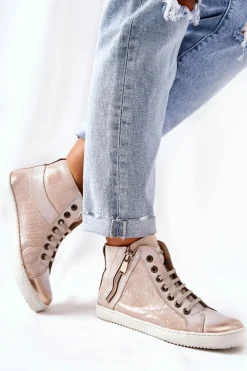 Wysokie Trampki Na Suwak Monnari 0630-M15 Beżowe