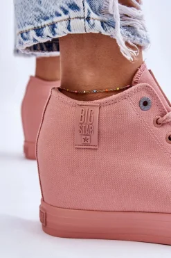Wysokie Trampki Na Ukrytym Koturnie Big Star LL274036 Różowe