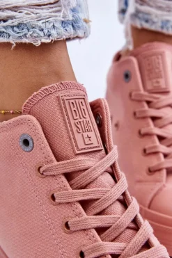 Wysokie Trampki Na Ukrytym Koturnie Big Star LL274036 Różowe