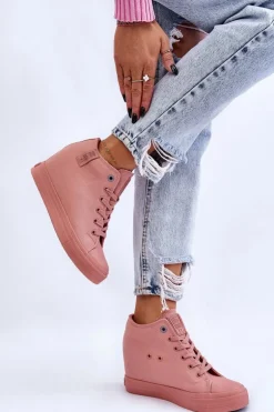 Wysokie Trampki Na Ukrytym Koturnie Big Star LL274036 Różowe