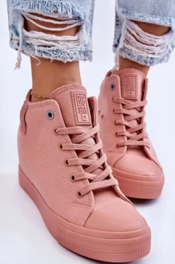 Wysokie Trampki Na Ukrytym Koturnie Big Star LL274036 Różowe