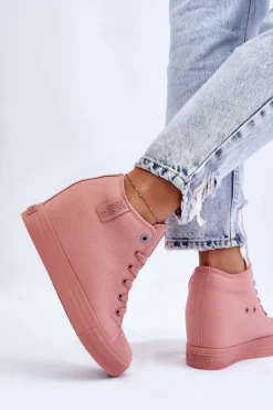 Wysokie Trampki Na Ukrytym Koturnie Big Star LL274036 Różowe