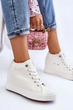 Wysokie Trampki Na Ukrytym Koturnie Big Star LL274035 Białe