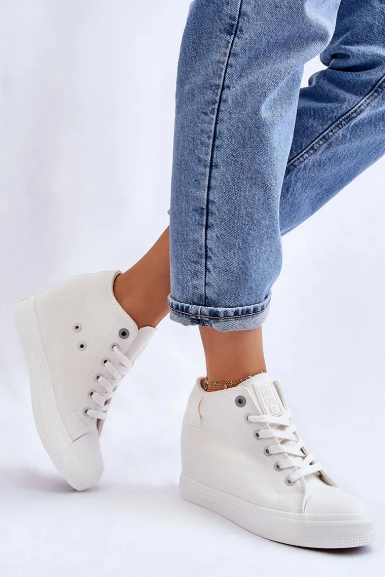 Wysokie Trampki Na Ukrytym Koturnie Big Star LL274035 Białe