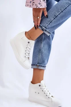Wysokie Trampki Na Ukrytym Koturnie Big Star LL274035 Białe