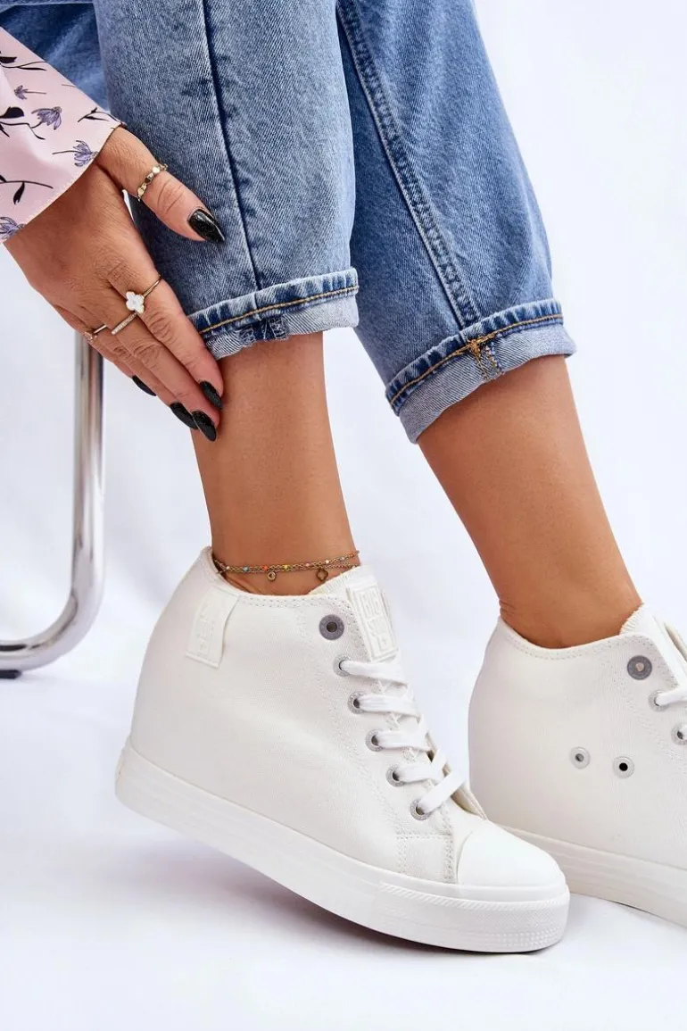 Wysokie Trampki Na Ukrytym Koturnie Big Star LL274035 Białe